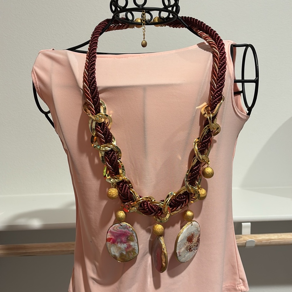 Kate Spade Gold and Brown Woven Necklace